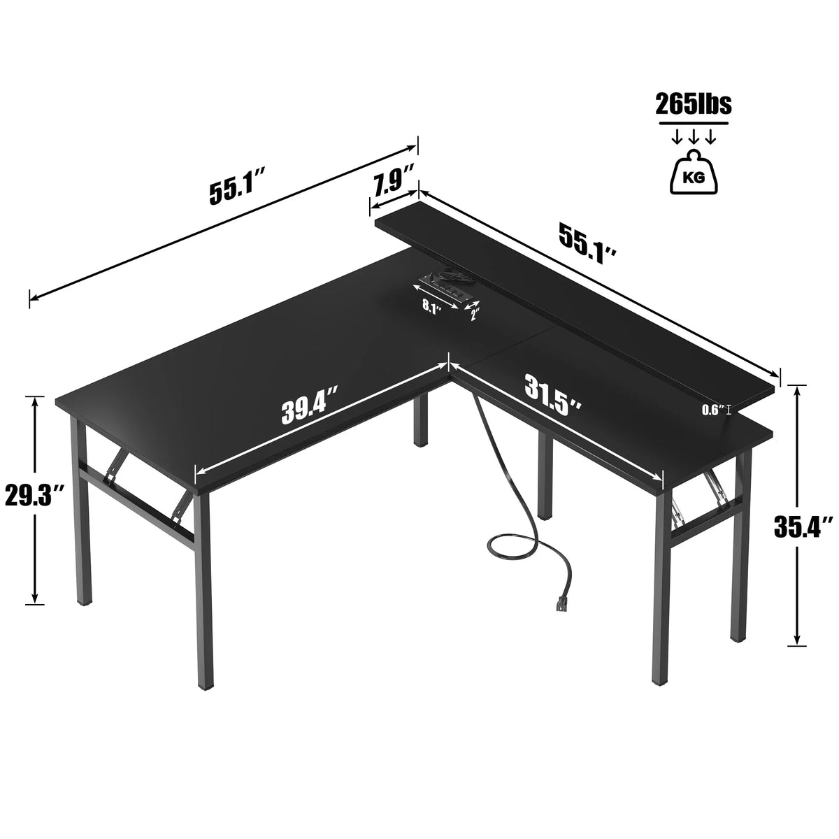 Black Corner Gaming Desk L25042