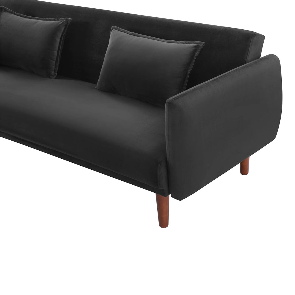 Black Velvet Convertible Sofa Bed F86200