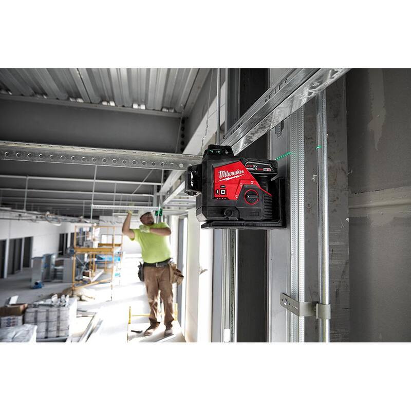 12-Volt Cordless Green 3-Plane Laser Level Kit with Laser Detector E8544