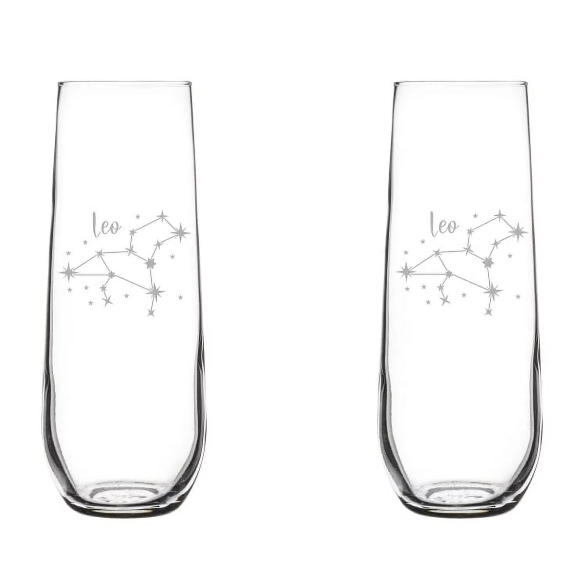 Set of 2 Glass Champagne Flutes 8.5 oz Stemless D27859