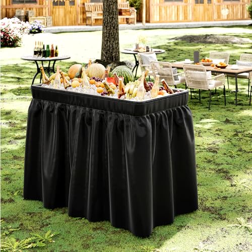 Folding Ice Cooler Table with Storage Shelf, White S1397