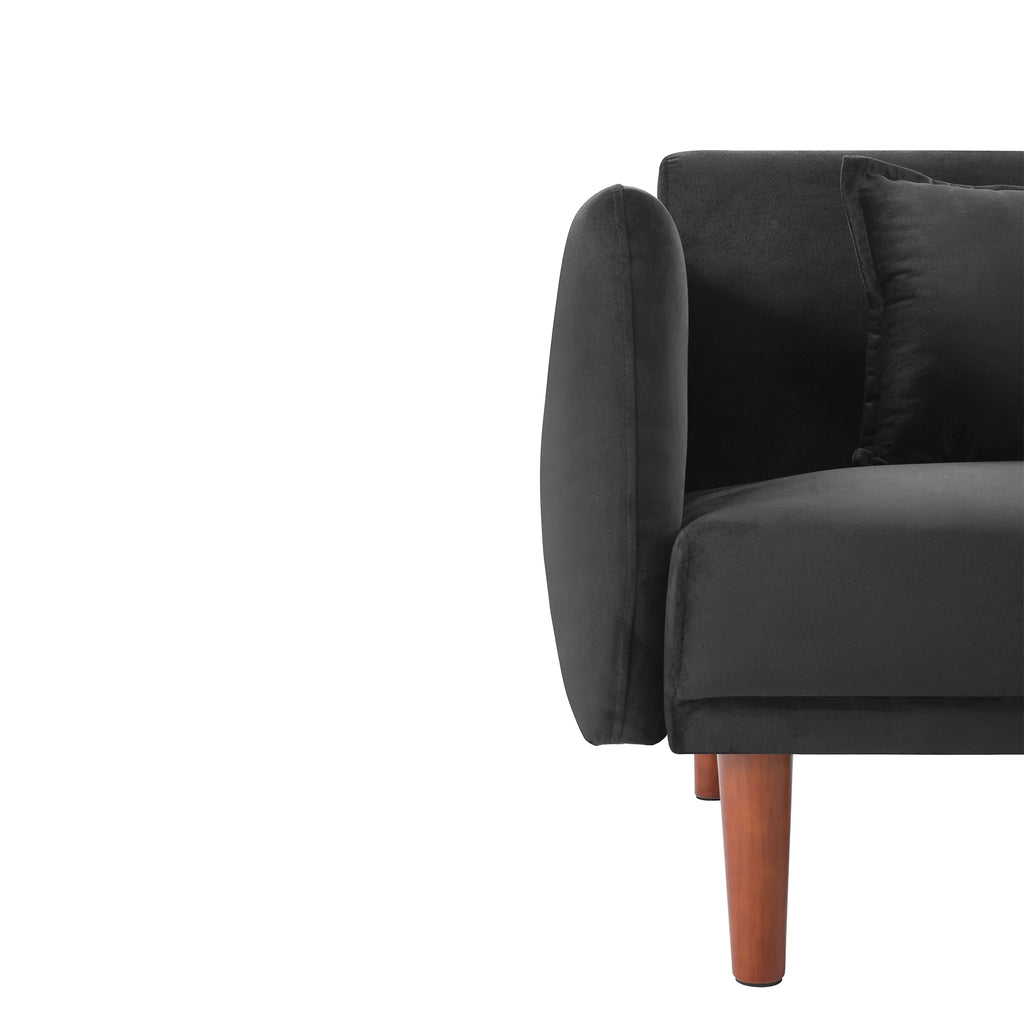 Black Velvet Convertible Sofa Bed F86200