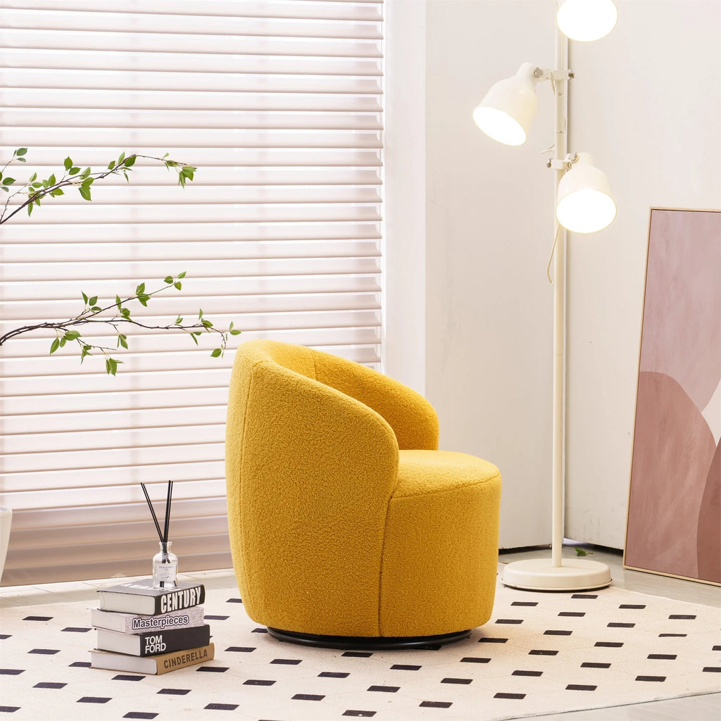 Yellow Teddy Fabric Swivel Armchair X8132