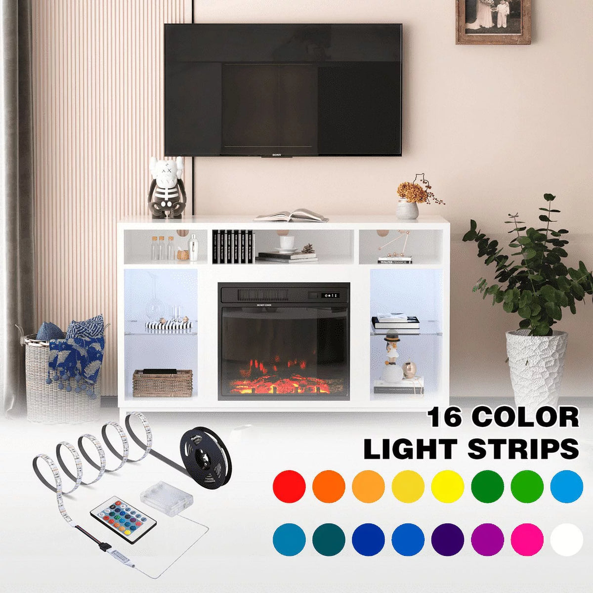 47'' TV Stand with 18" Electric Fireplace J13854