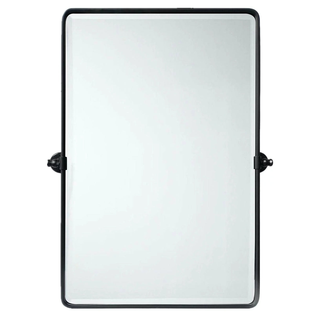 Black Metal Framed Tilting Beveled Rectangle Bathroom Mirror 23x35" V95289
