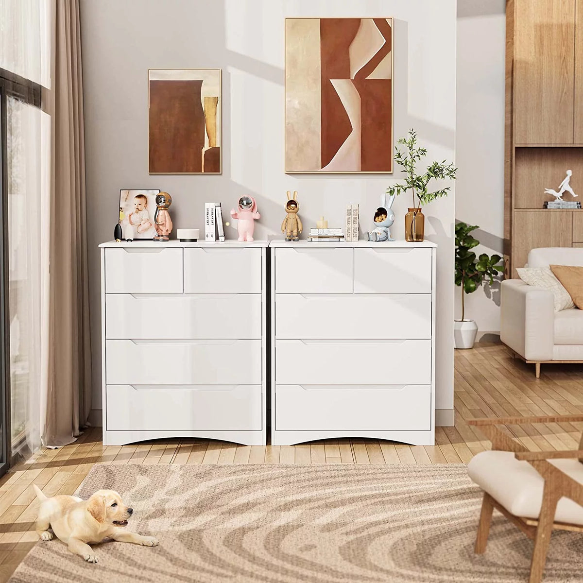 White 5 Drawer Wood Dresser L95894