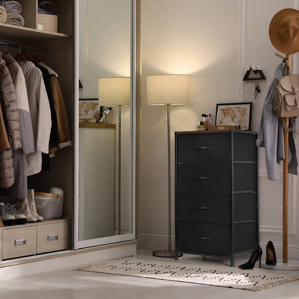 Black 4 Drawer Fabric Dresser L3297