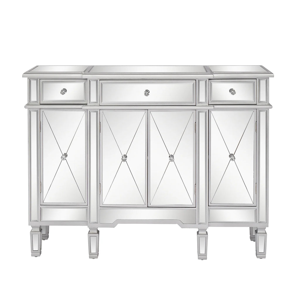 Mirrored Finish Glass TV Stand with 3 Drawers K746