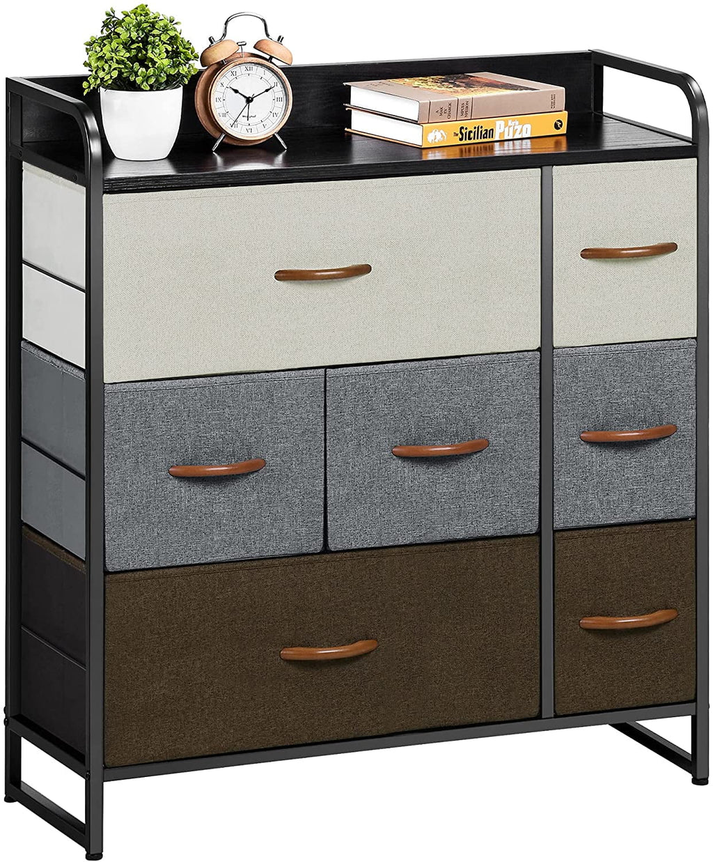 Light Gray 7 Drawer Fabric Dresser B500