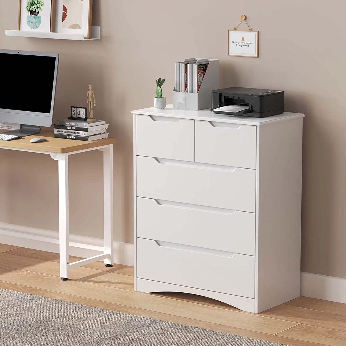 White 5 Drawer Wood Dresser L95894