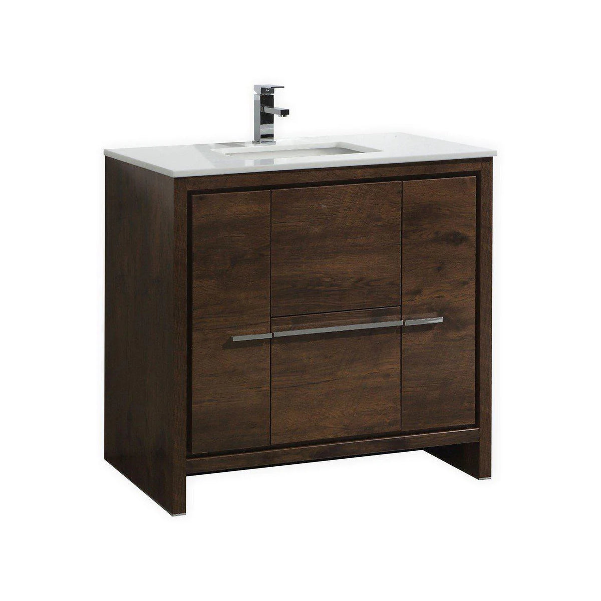 36 in. Rose Wood Bathroom Vanity with White Quartz Counter-Top X319188