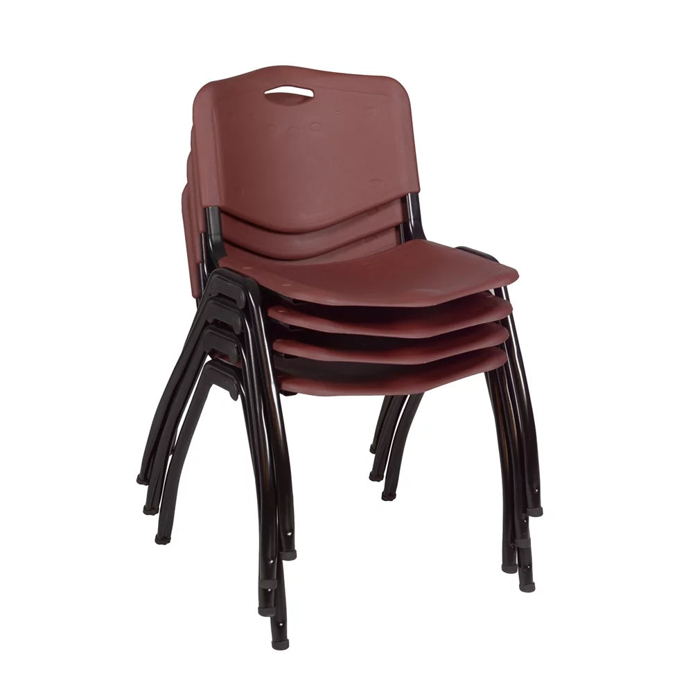 48" Square Breakroom Table & 4 Stack Chairs Z818