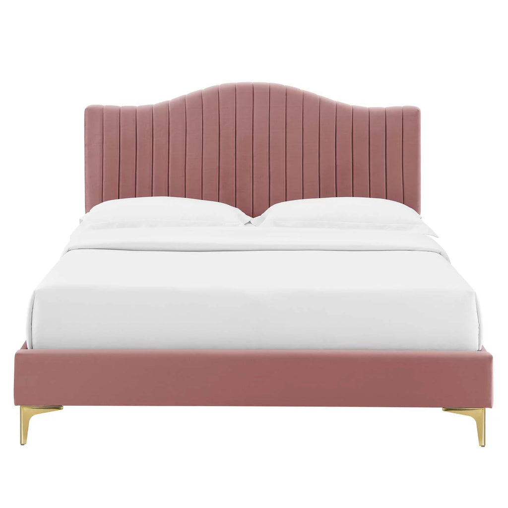 Pink Velvet Tufted Twin Size Platform Bed Frame Y7064