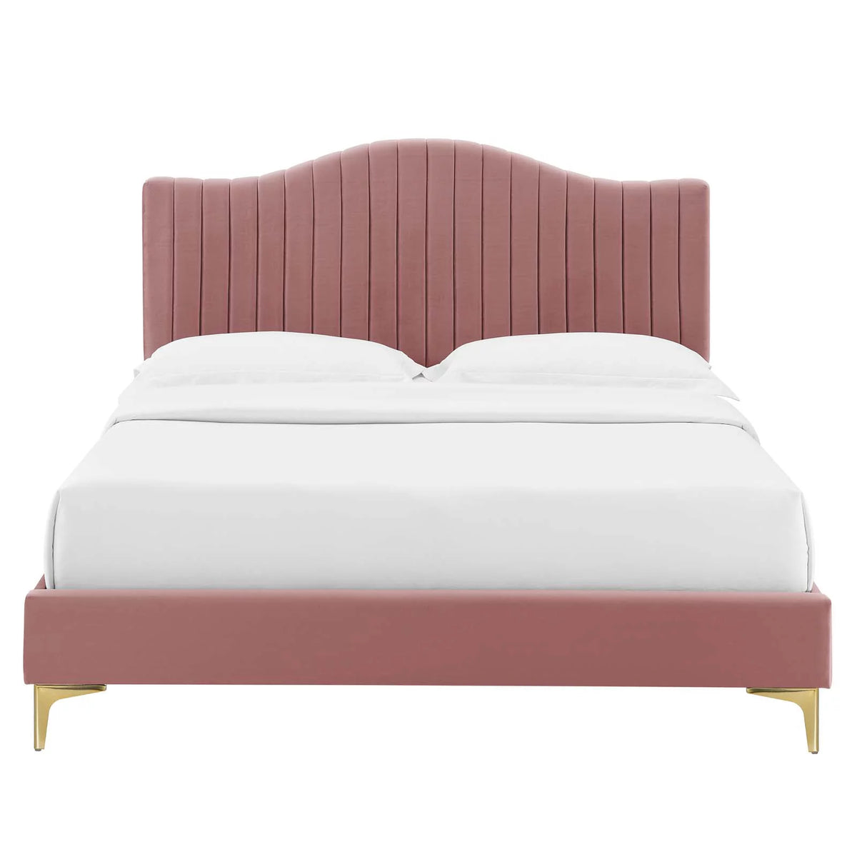 Pink Velvet Tufted Twin Size Platform Bed Frame Y7064