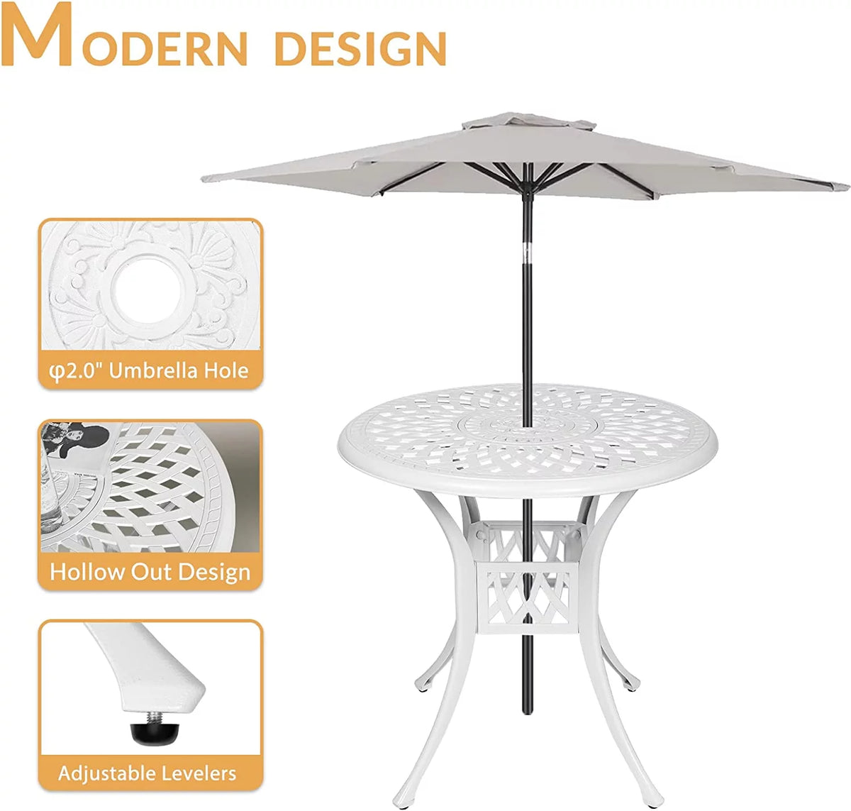 3-Piece Cast Aluminum Outdoor Patio Dining Set with 2 Cushioned Chairs and Round Table R538