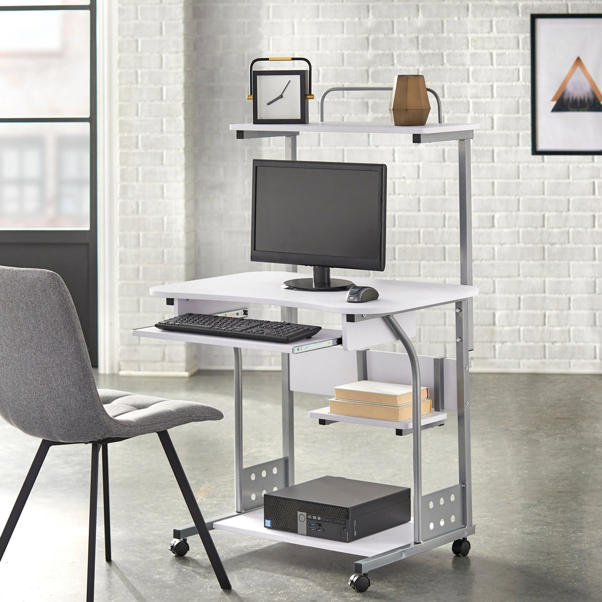 Espresso Mobile Computer Desk J52831