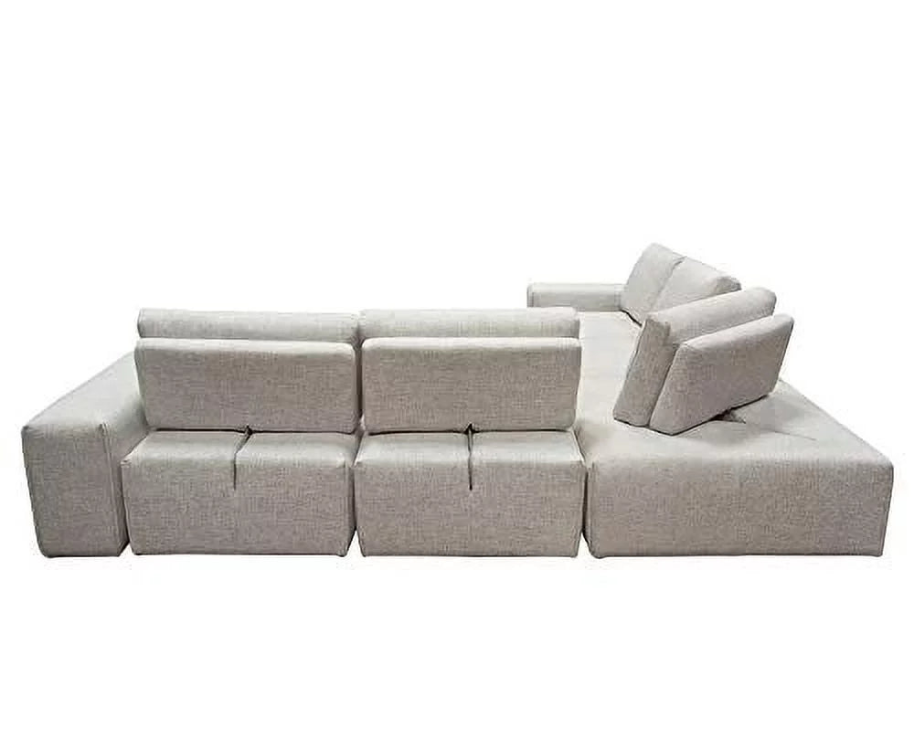 Light Brown Fabric 5-Seater Corner Sectional U486
