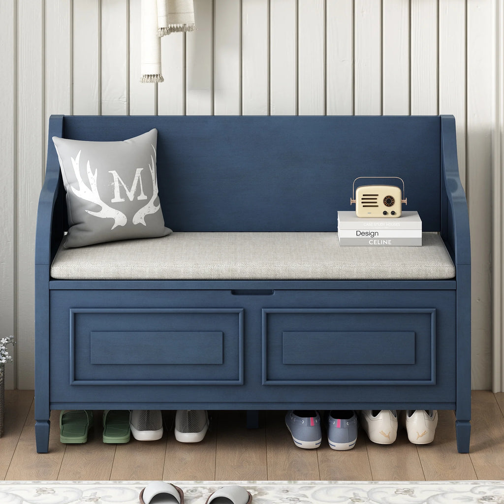 Blue Storage Bench with Hidden Storage K6357