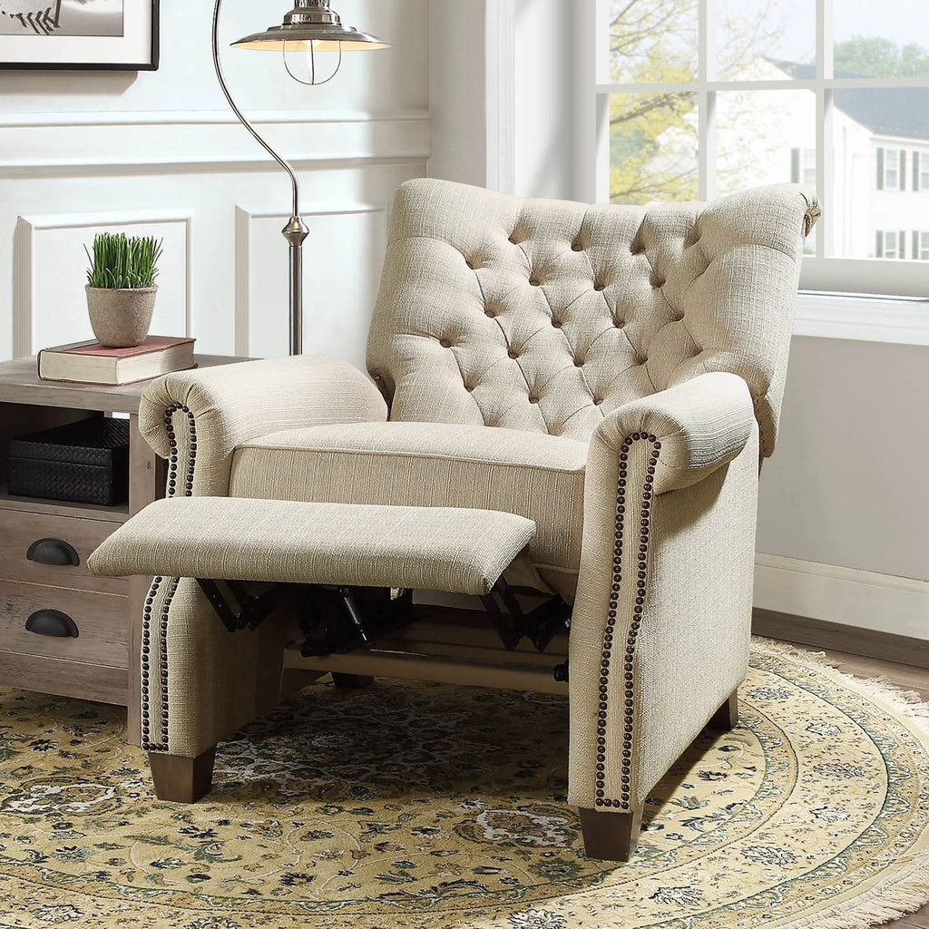 Gray Fabric Upholstery Push Back Recliner Y108