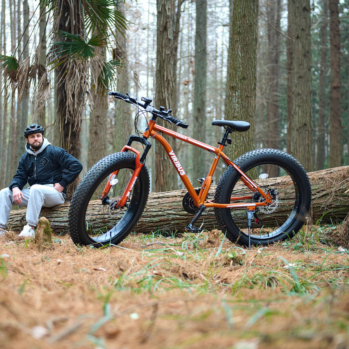 26 Fat Tire Mountain Bike with Front Suspension 21 Speeds Disc Brakes Orange E39712