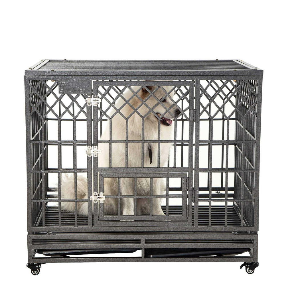 Heavy Duty Metal Dog Cage Pet Kennel Crate Playpen with Wheels S326199