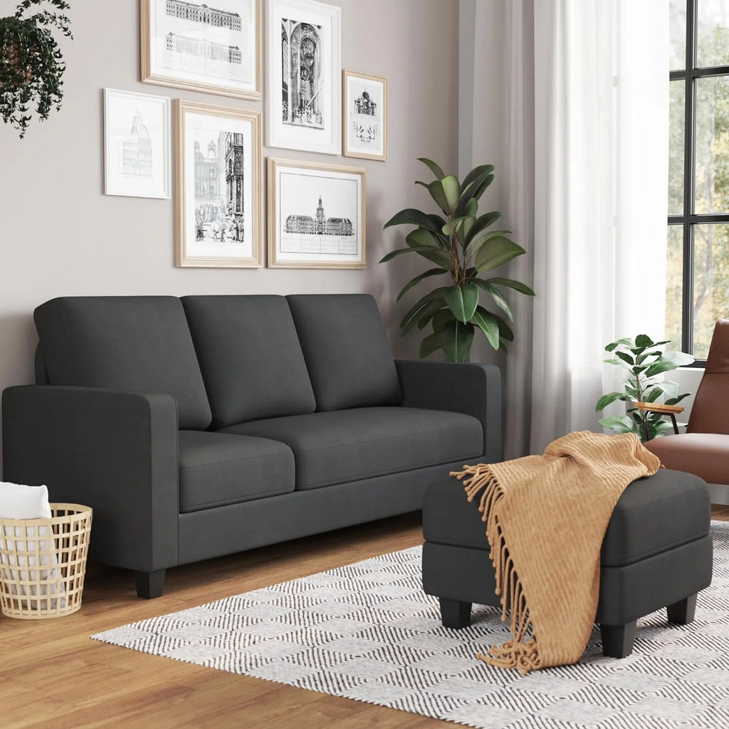 L Shaped Convertible Sectional Sofa with Ottoman Dark Gray T48584