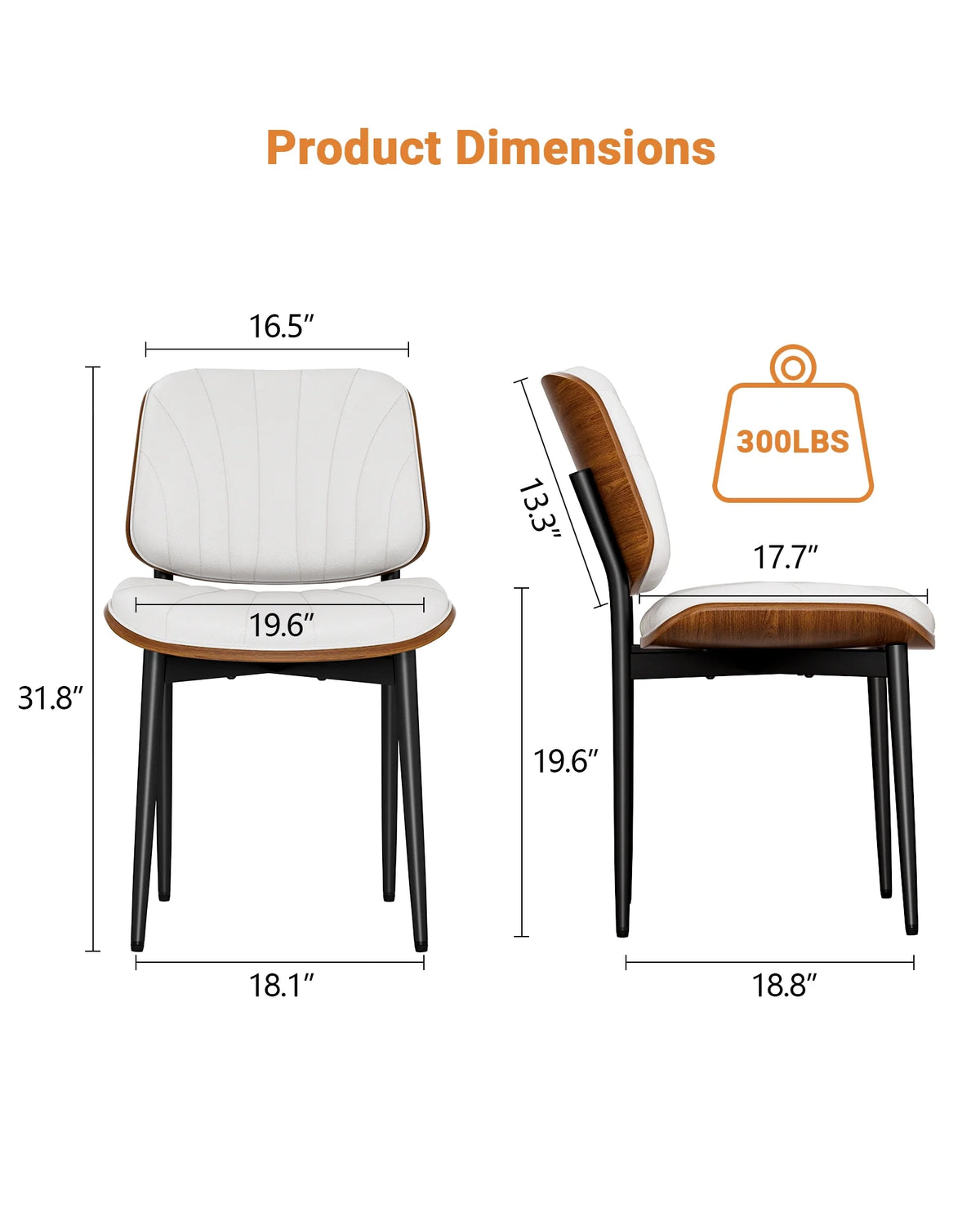 White Set of 6 Faux Leather Dining Chairs X6623