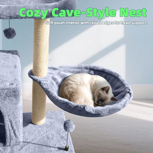 Grey Cat Tree with Condo and Hammock R891
