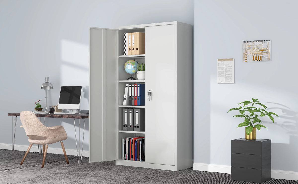 Metal Storage Cabinets with 4 Adjustable Shelves & 2 Locking Doors W15406