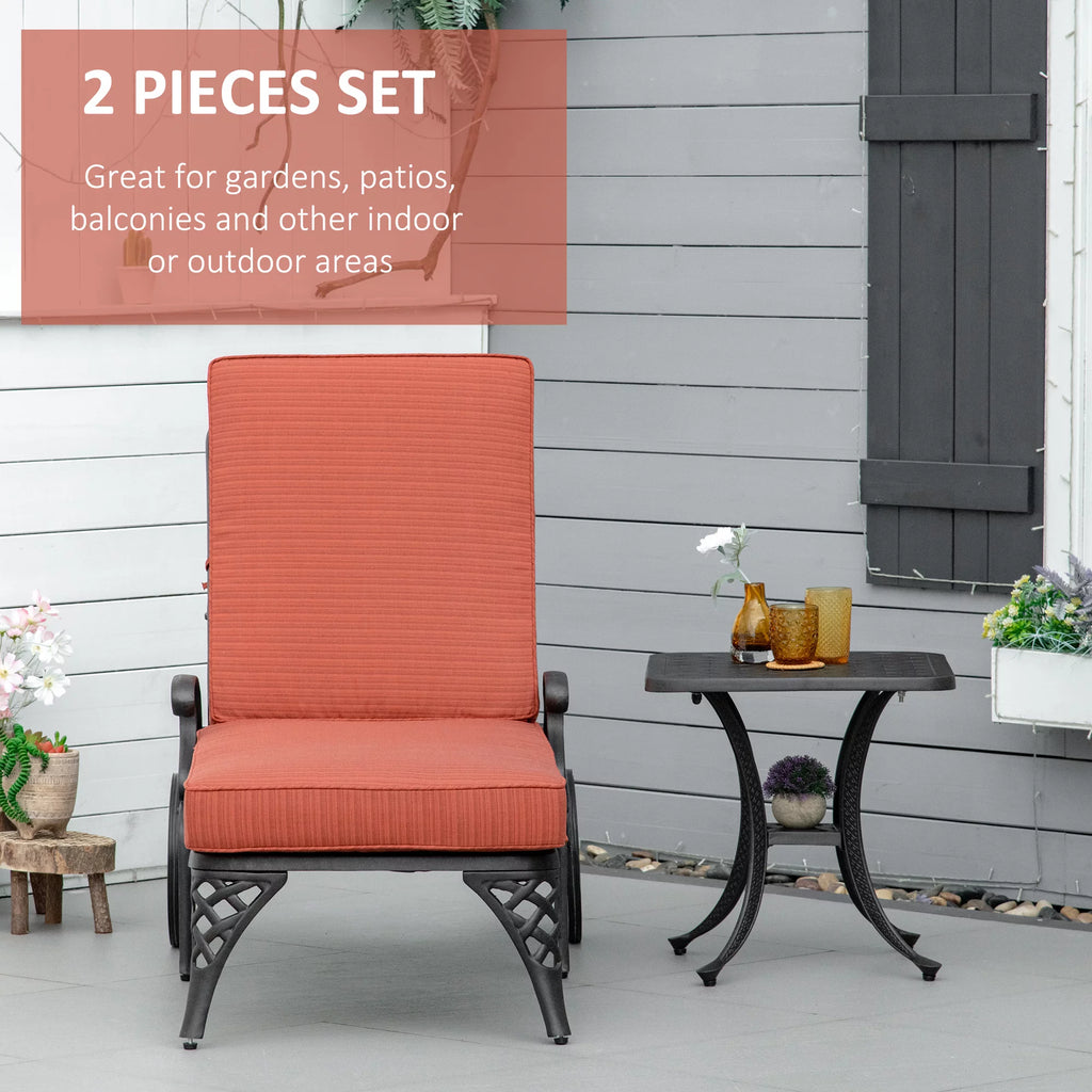 Adjustable Outdoor Chaise Lounge Chair and Side Table Set A19991