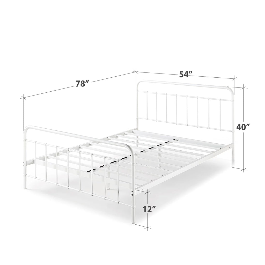 White Full Metal Platform Bed Frame L498