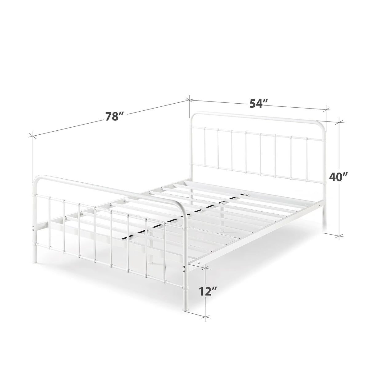 White Full Metal Platform Bed Frame L498