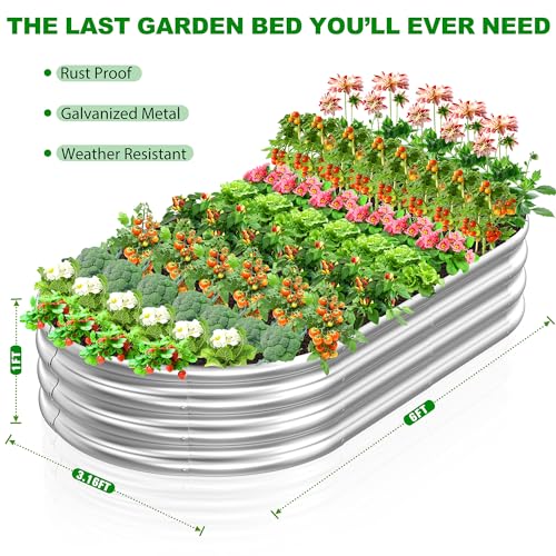 2 Pcs 9 x 3 x 1 FT Galvanized Steel Raised Garden Bed Y137142