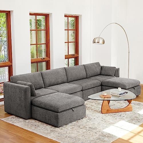 Oversized L Shaped Sectional Sofa with Storage Ottoman M378