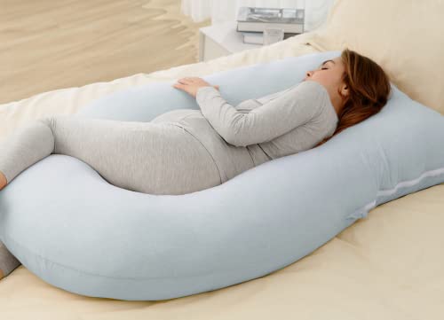 U Shaped Full Body Maternity Pillow with Removable Cover, Grey H147895