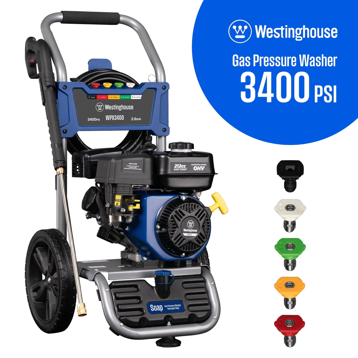 2700-PSI 2.3-GPM Gas Pressure Washer with 4 Nozzles A59739
