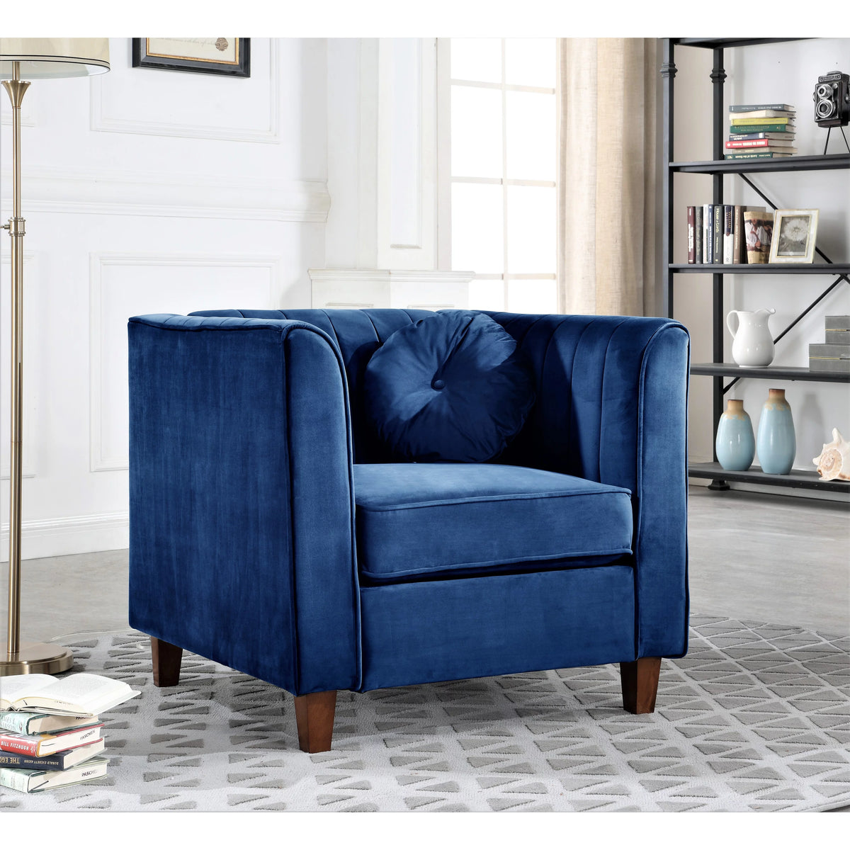 Beige Velvet Chesterfield Chair G5598