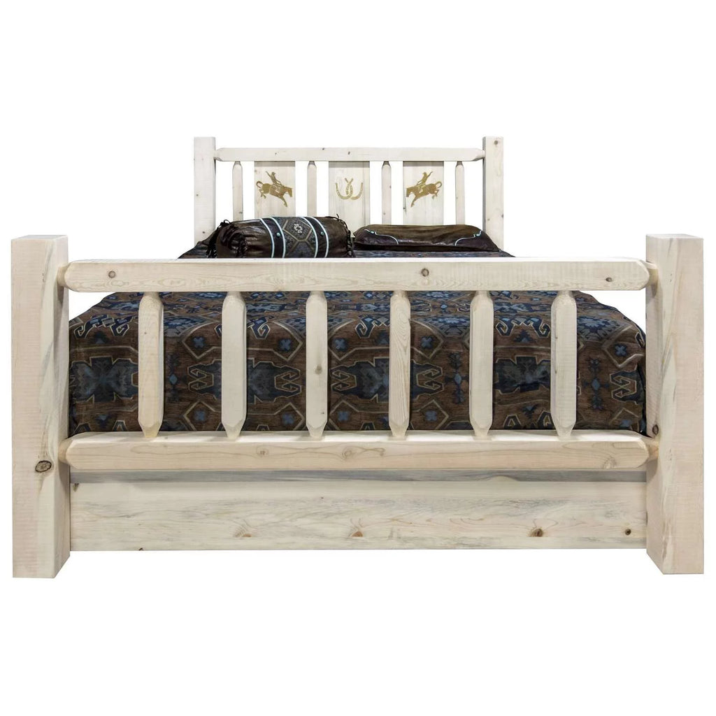 Natural Pine Wood Queen Storage Bed Z443