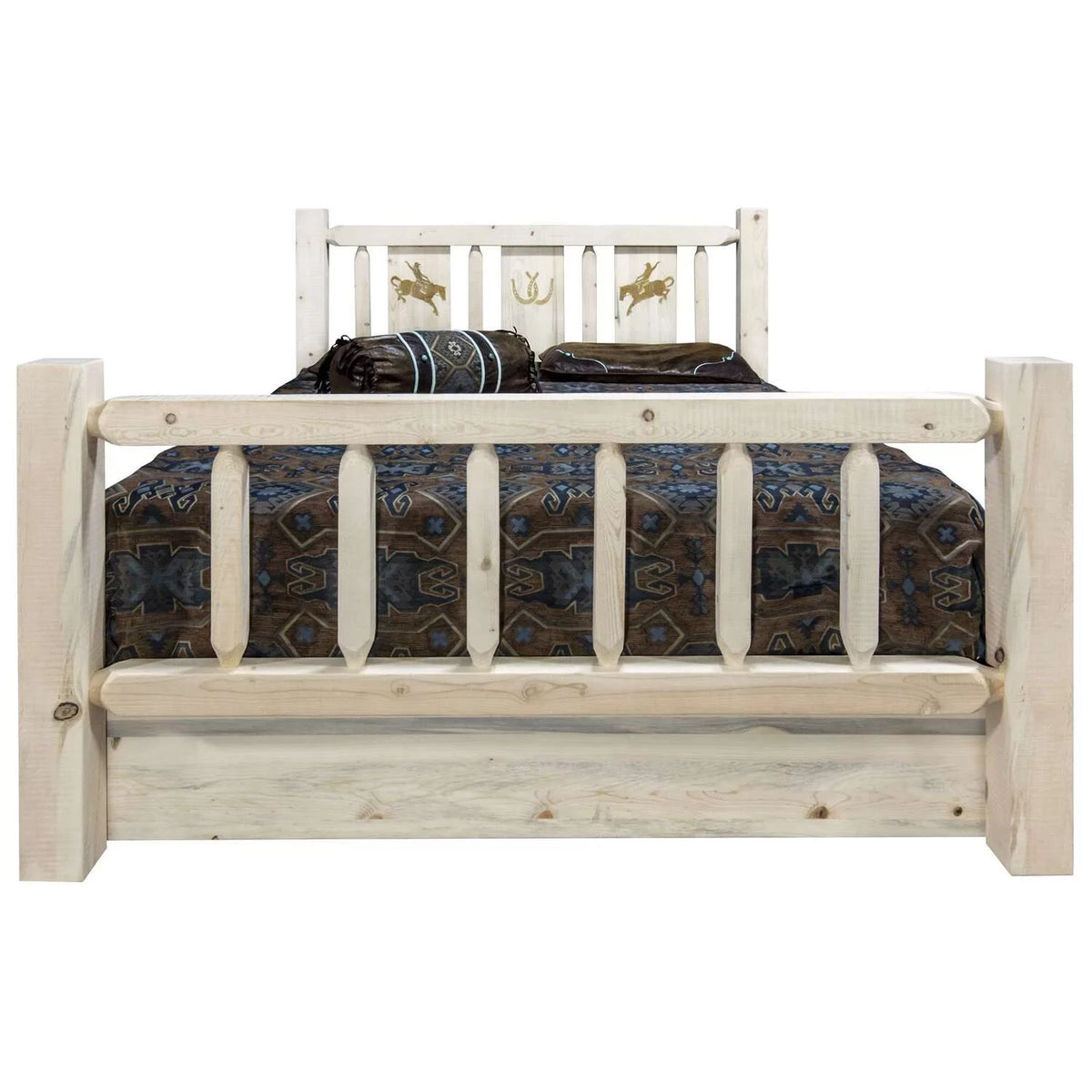 Natural Pine Wood Queen Storage Bed Z443