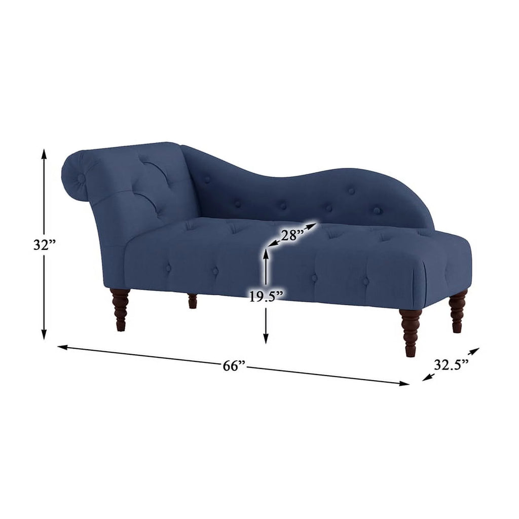 Blue 66" Textured Fabric Chaise Q7967