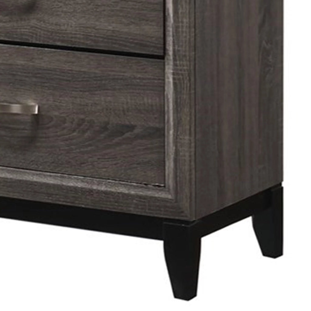 Gray Black 6 Drawer Dresser with Metal Pulls J88908