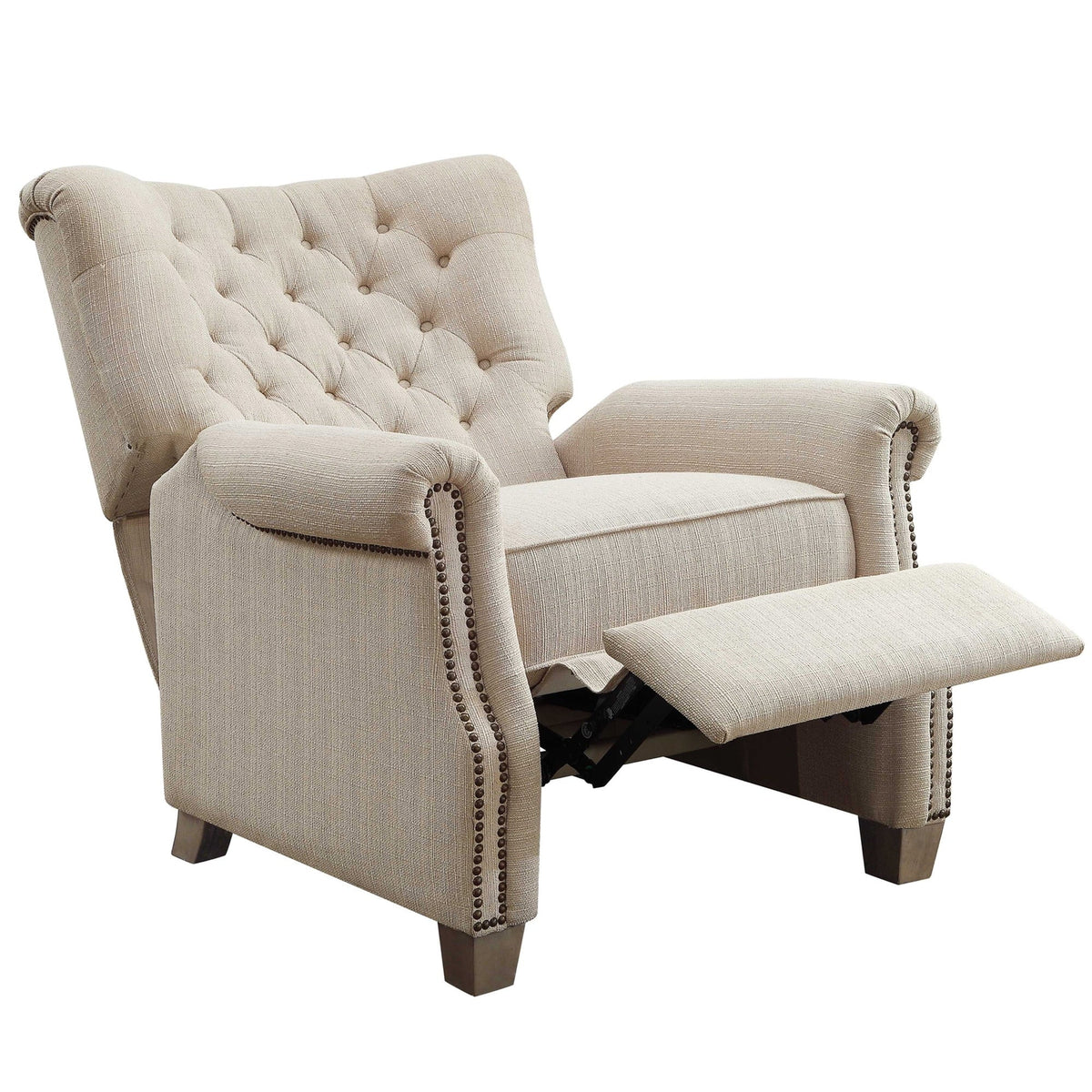 Gray Fabric Upholstery Push Back Recliner Y108