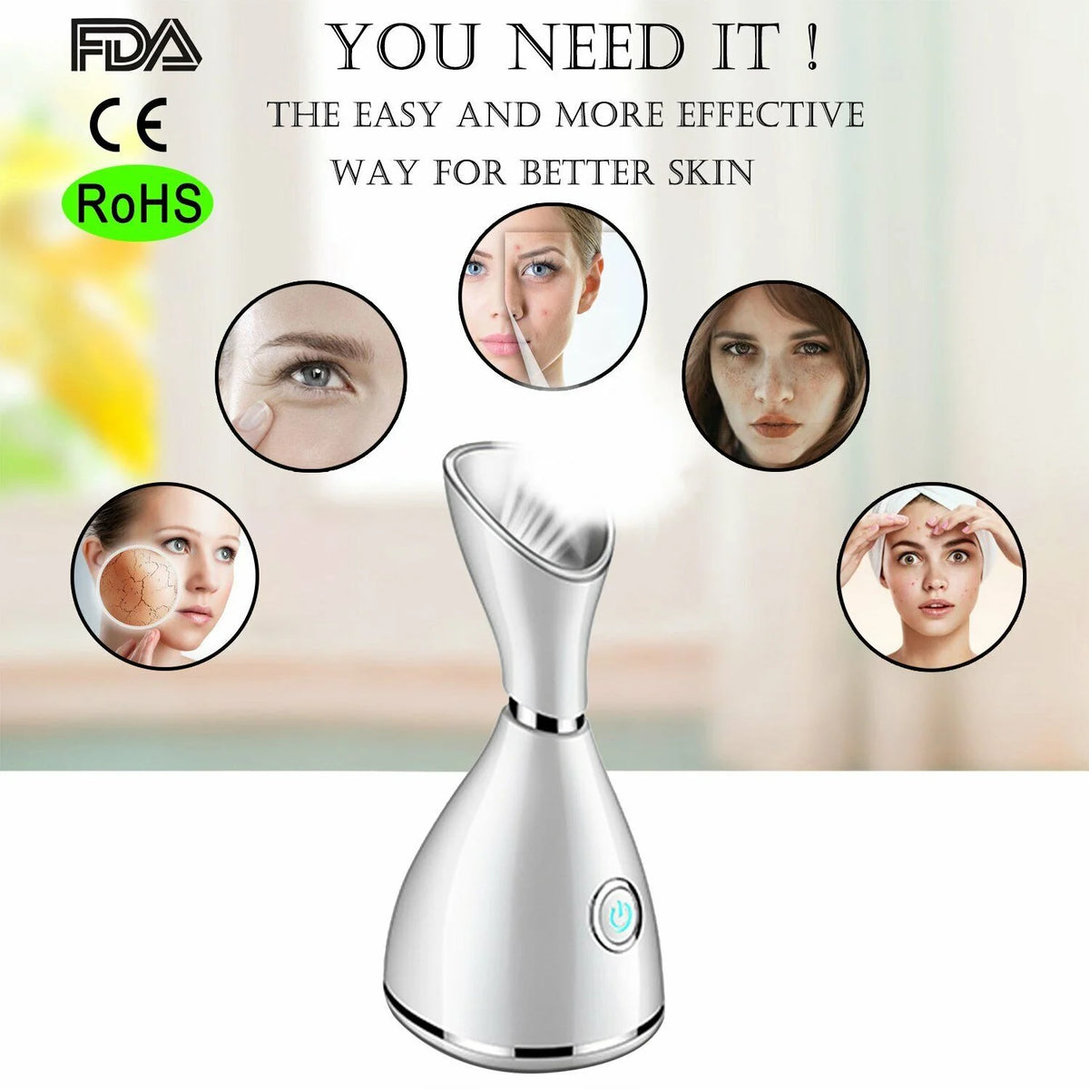 Warm Mist Facial Steamer with Acne Needle X143826