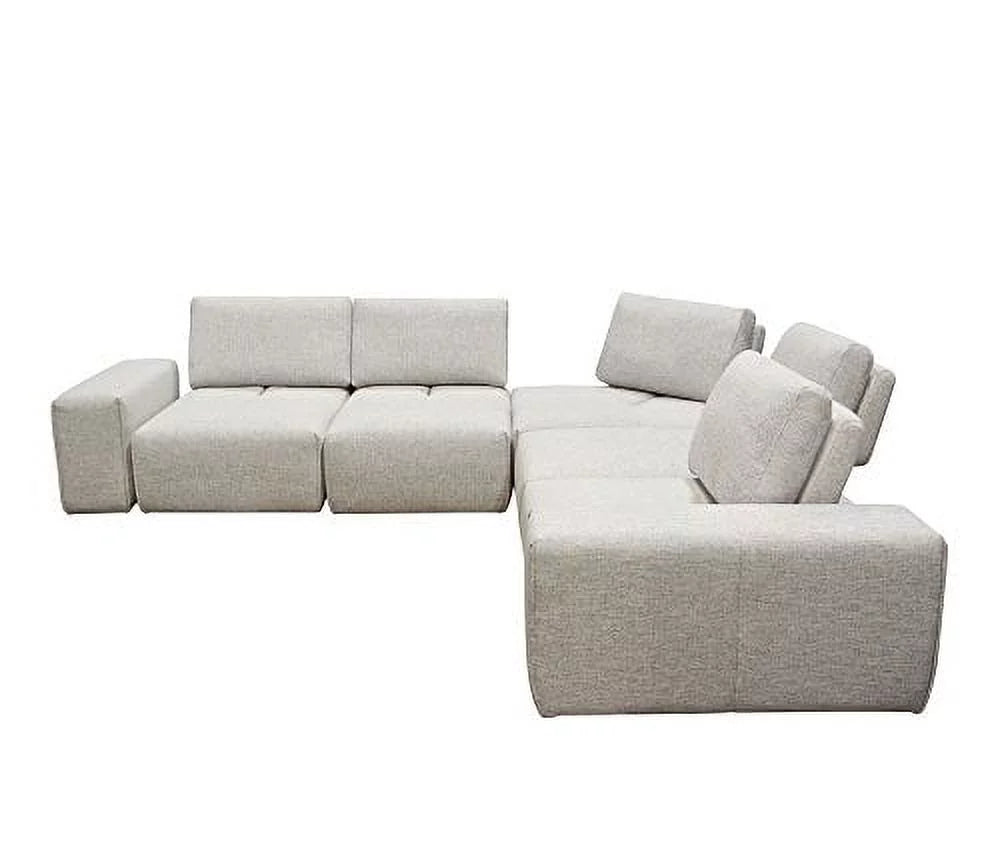 Light Brown Fabric 5-Seater Corner Sectional U486