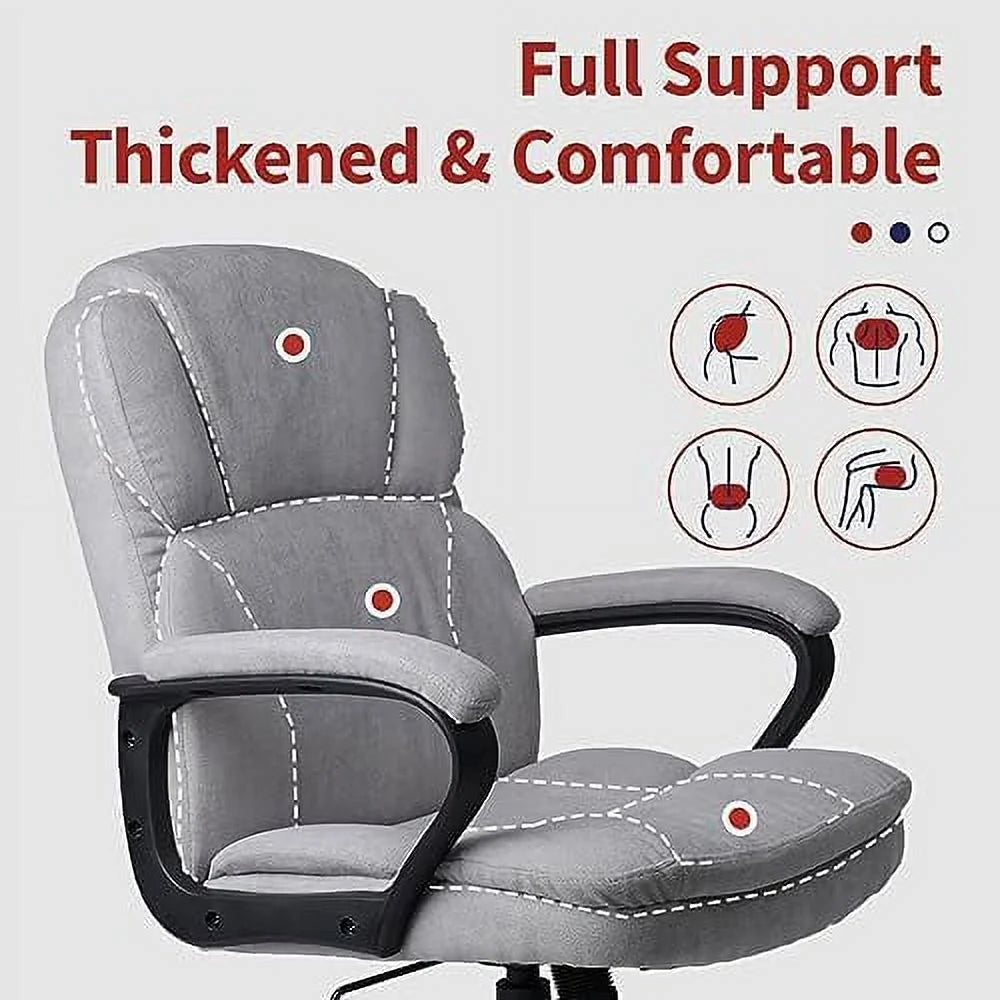Ergonomic Upholstered Swivel Office Chair with Headrest and Armrest L6128