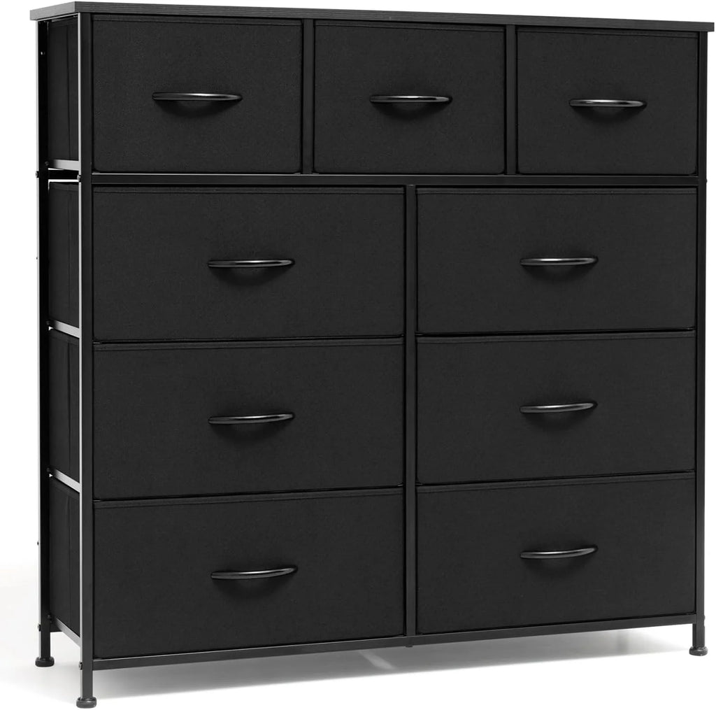 Black 9 Drawer Fabric Storage Dresser N2655