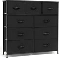 Black 9 Drawer Fabric Storage Dresser N2655