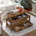 41.7'' Lift Top Coffee Table with 2 Drawer Hidden Compartment Rustic Brown V4987