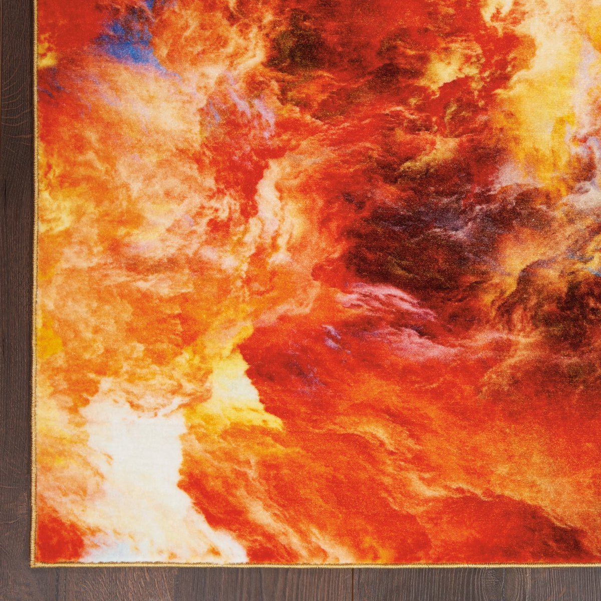 Abstract Red Flame Area Rug J12668