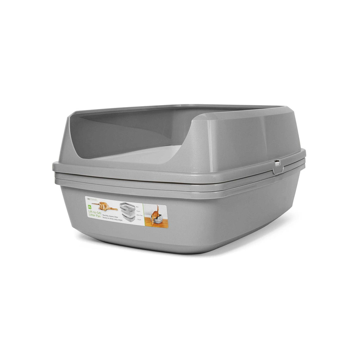 Grey & White Lift-to-Sift Cat Litter Pan U6451